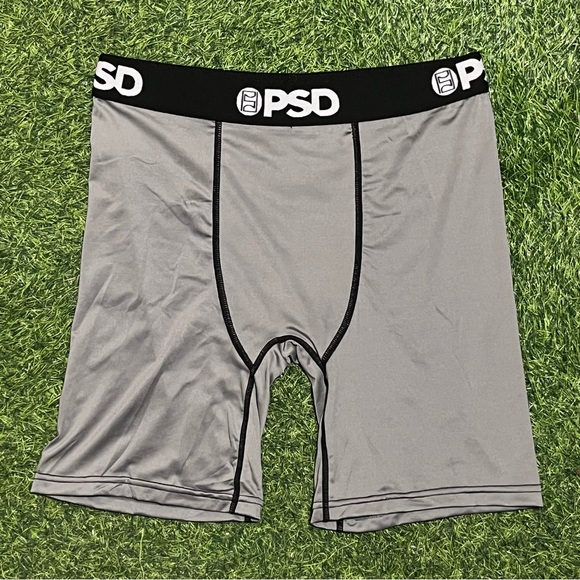 PSD Solid Grey Black Band Super Soft Long Boxer Briefs Men's Medium NWOT - Picture 1 of 4